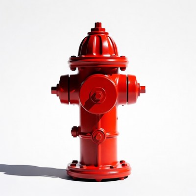 Red Fire Hydrant on White Background
