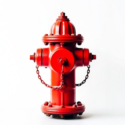 Red Fire Hydrant with Chain
