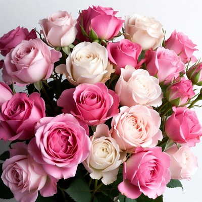 Pink and White Roses Bouquet