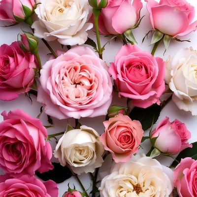 Pink and White Roses Bouquet