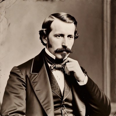 Victorian man in suit with mustache