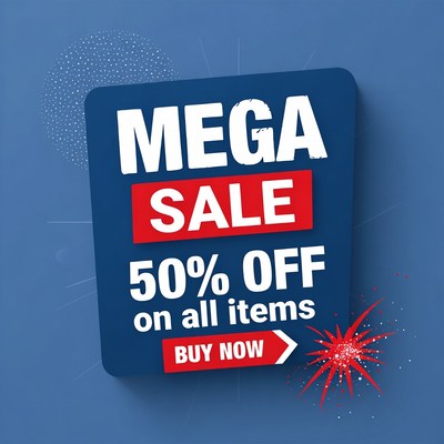 Mega Sale 50% Off Badge