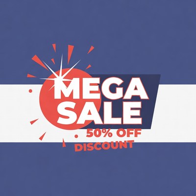 Mega Sale 50% Off Banner