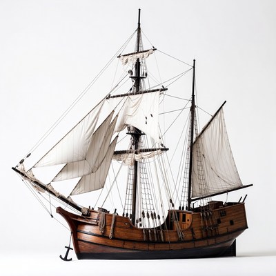 Wooden pirate ship model