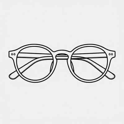 Round Wireframe Eyeglasses Illustration