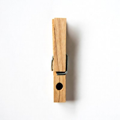 Wooden Clothespin on White Background