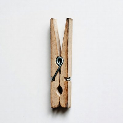 Wooden clothespin on white background