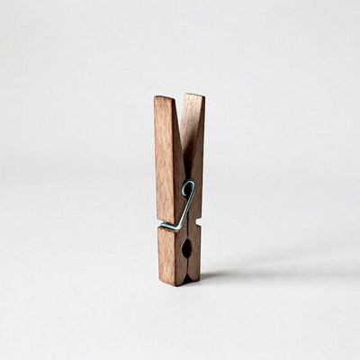 Wooden clothespin on white background