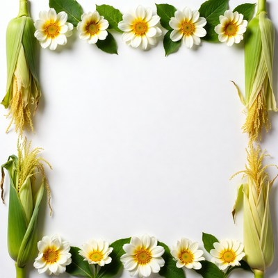 Corn and White Daisies Border
