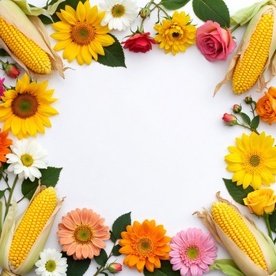 Corn and Flowers Floral Border