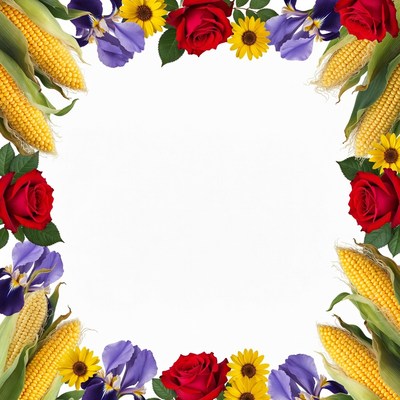 Corn and Flowers Floral Border