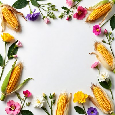 Corn and Flowers Border