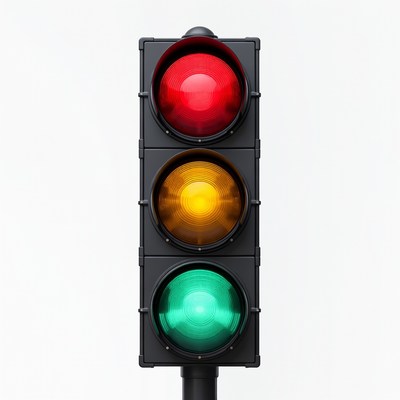 Traffic light showing red yellow green