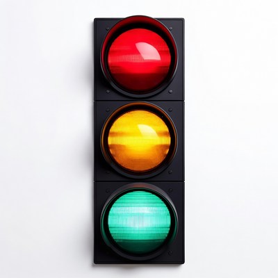 Traffic light showing red yellow green