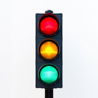 Traffic light showing red yellow green