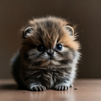 Fluffy Kitten with Big Blue Eyes
