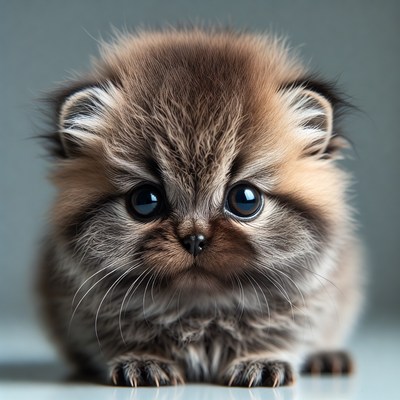 Fluffy Kitten with Big Blue Eyes