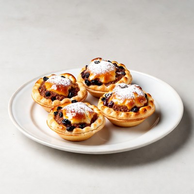 Four Blueberry Custard Tarts on Plate