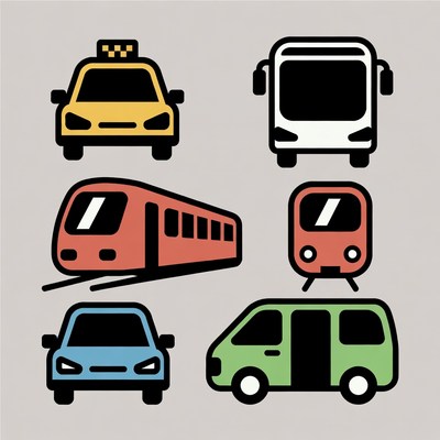 Colorful Transport Icons Set