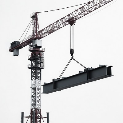 Tower Crane Lifting Steel Beam
