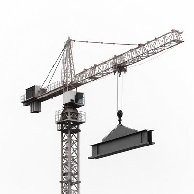 Tower crane lifting steel beam