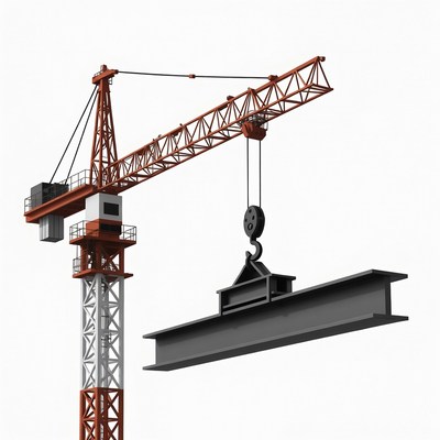 Tower crane lifting steel beam