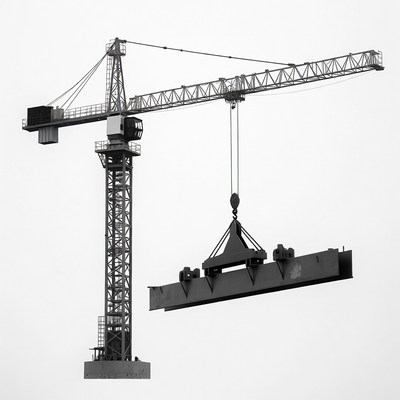 Tower crane lifting steel beam