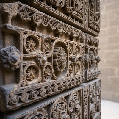 Intricate Stone Carved Temple Wall