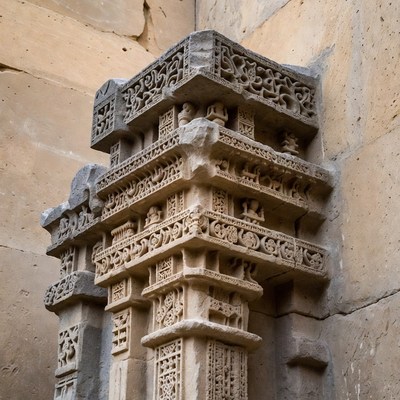 Ancient Indian Temple Carved Pillar