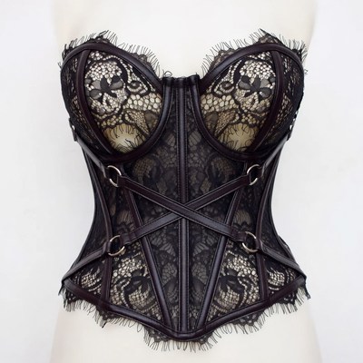 Black Lace Leather Corset