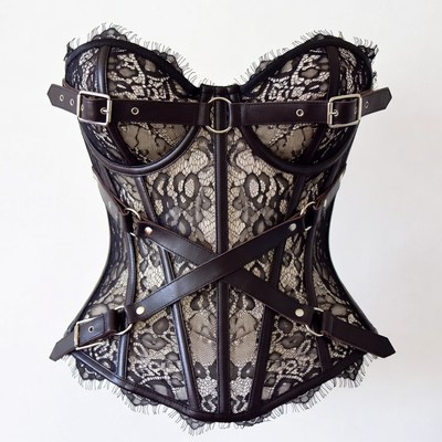 Black Lace Leather Corset