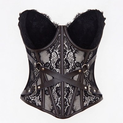 Black Lace Leather Corset