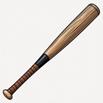 Wooden Baseball Bat Illustration