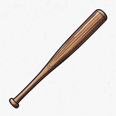 Wooden Baseball Bat Illustration