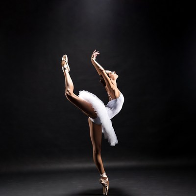 Ballerina performing arabesque pose