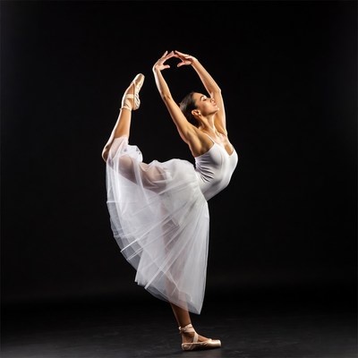 Ballerina performing ballet leg split