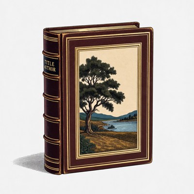 Vintage book with landscape illustration