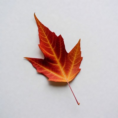 Red maple leaf on white background