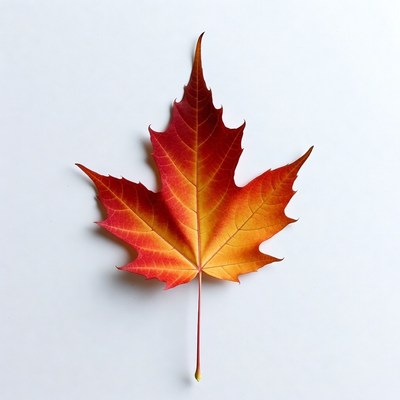 Red maple leaf on white background