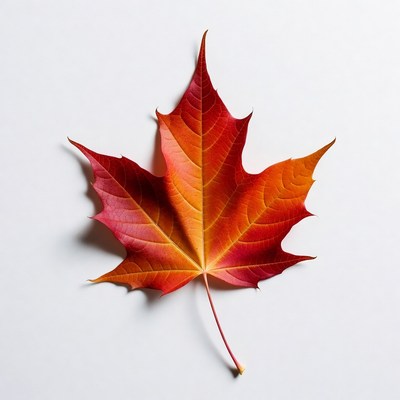 Red Maple Leaf on White Background