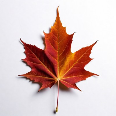 Red Maple Leaf on White