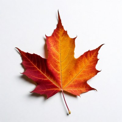 Red Maple Leaf on White Background
