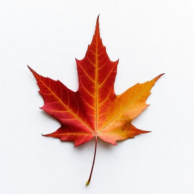 Red Maple Leaf on White Background