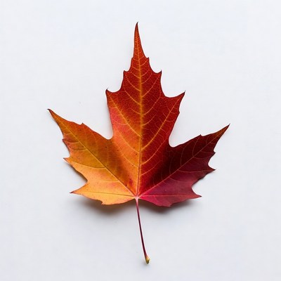 Red Maple Leaf on White Background