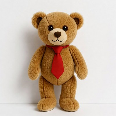 Brown teddy bear wearing red tie