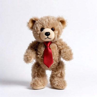 Teddy bear wearing red tie