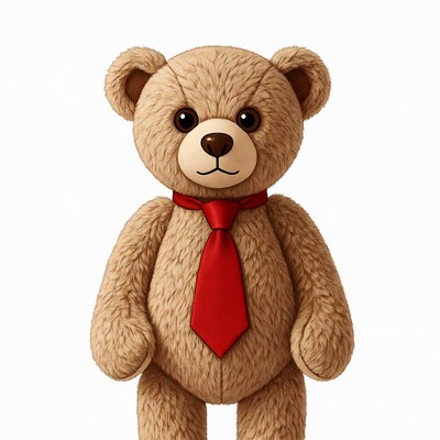 Teddy bear wearing red tie
