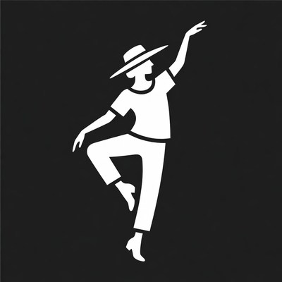 Woman Dancing in Wide-Brimmed Hat