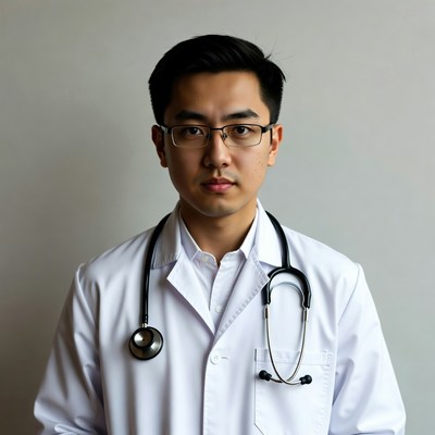 Asian male doctor with stethoscope