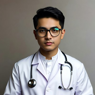 Asian male doctor with stethoscope
